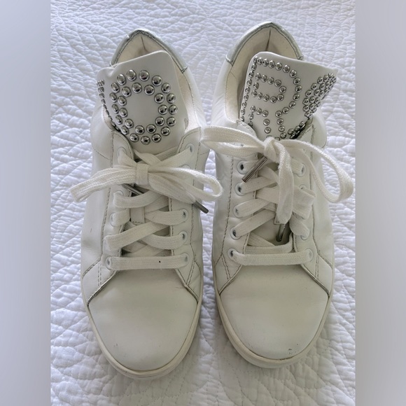 KORS Michael Kors Shoes - Womens Michael Kors Nailhead White Leather Upper Sneakers Size 7.5